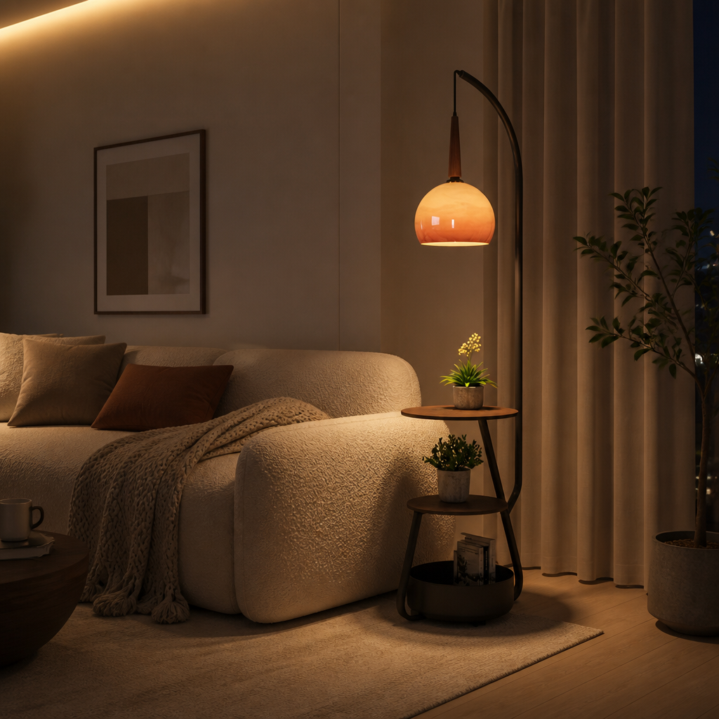 Japanese LED Pumpkin Shade Floor Lamp