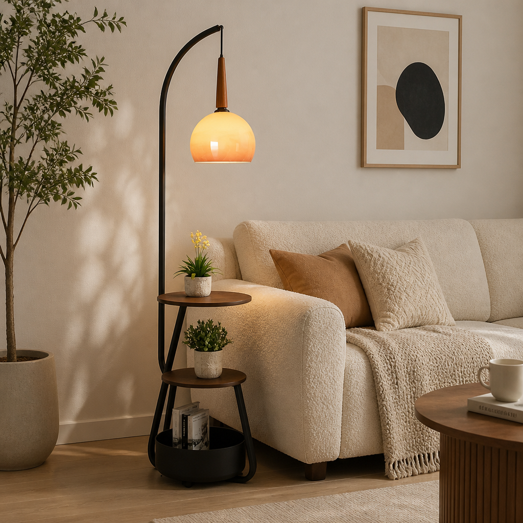 Japanese LED Pumpkin Shade Floor Lamp