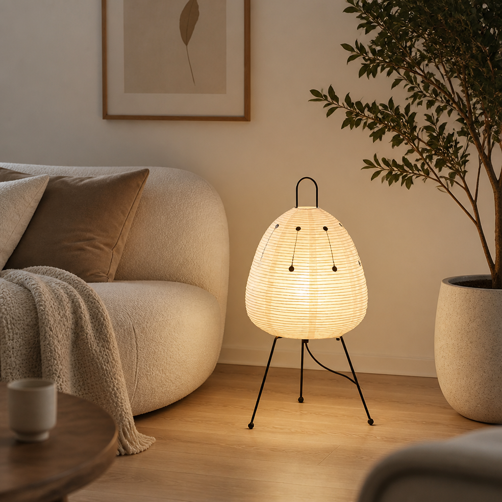 Japanese Rice Paper LED Lantern Floor Lamp
