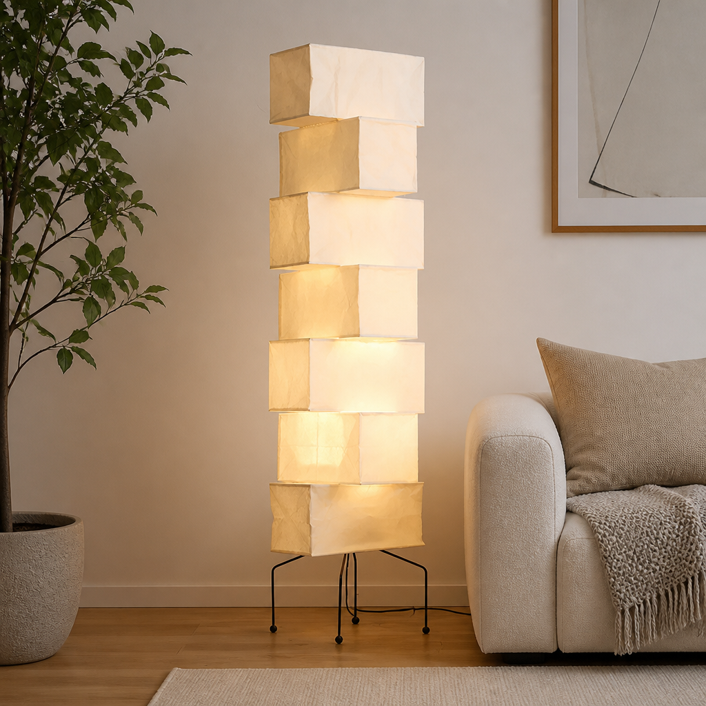 Japanese Rice Paper LED Lantern Floor Lamp