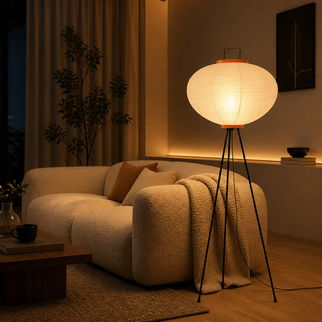 Japanese Rice Paper LED Lantern Floor Lamp
