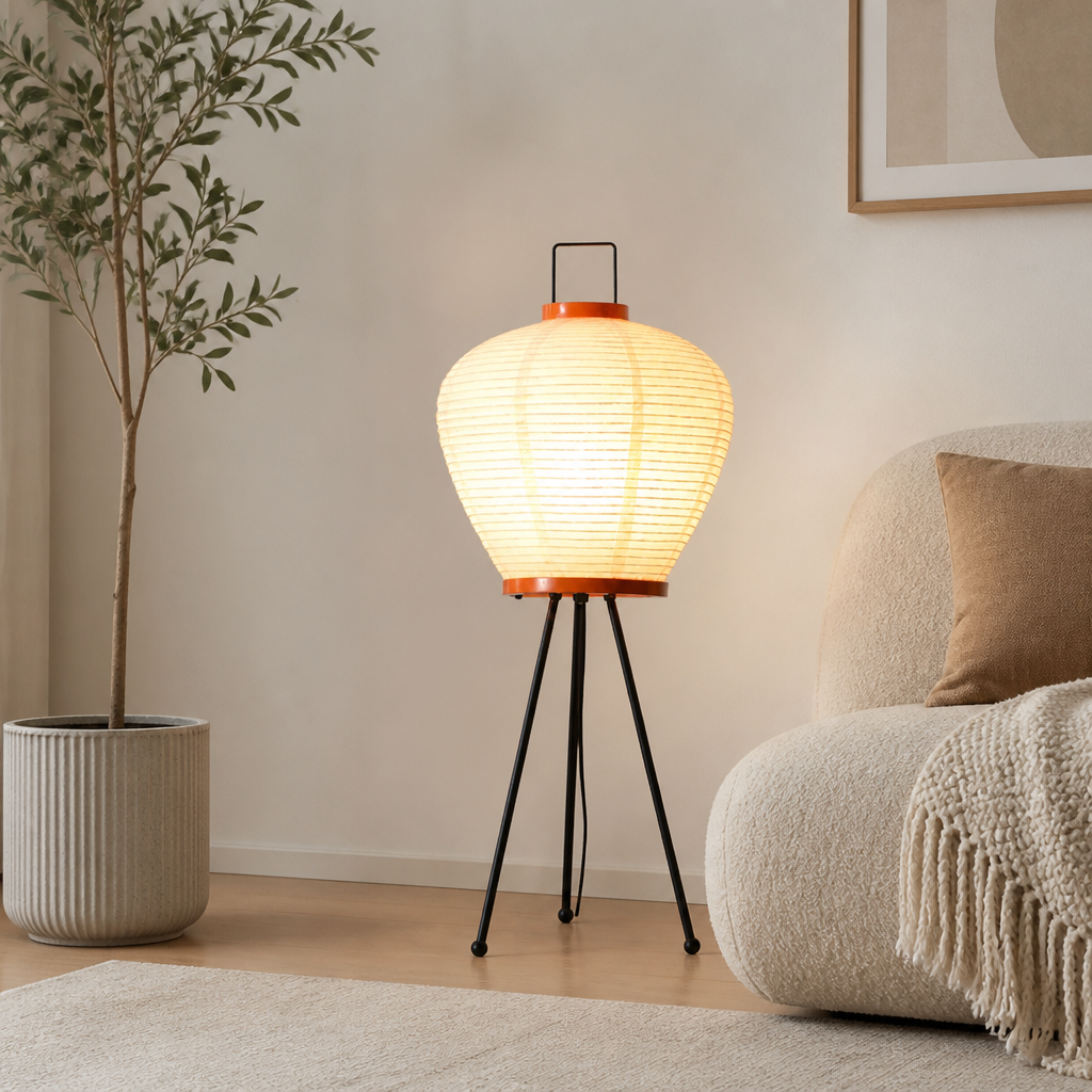 Japanese Rice Paper LED Lantern Floor Lamp