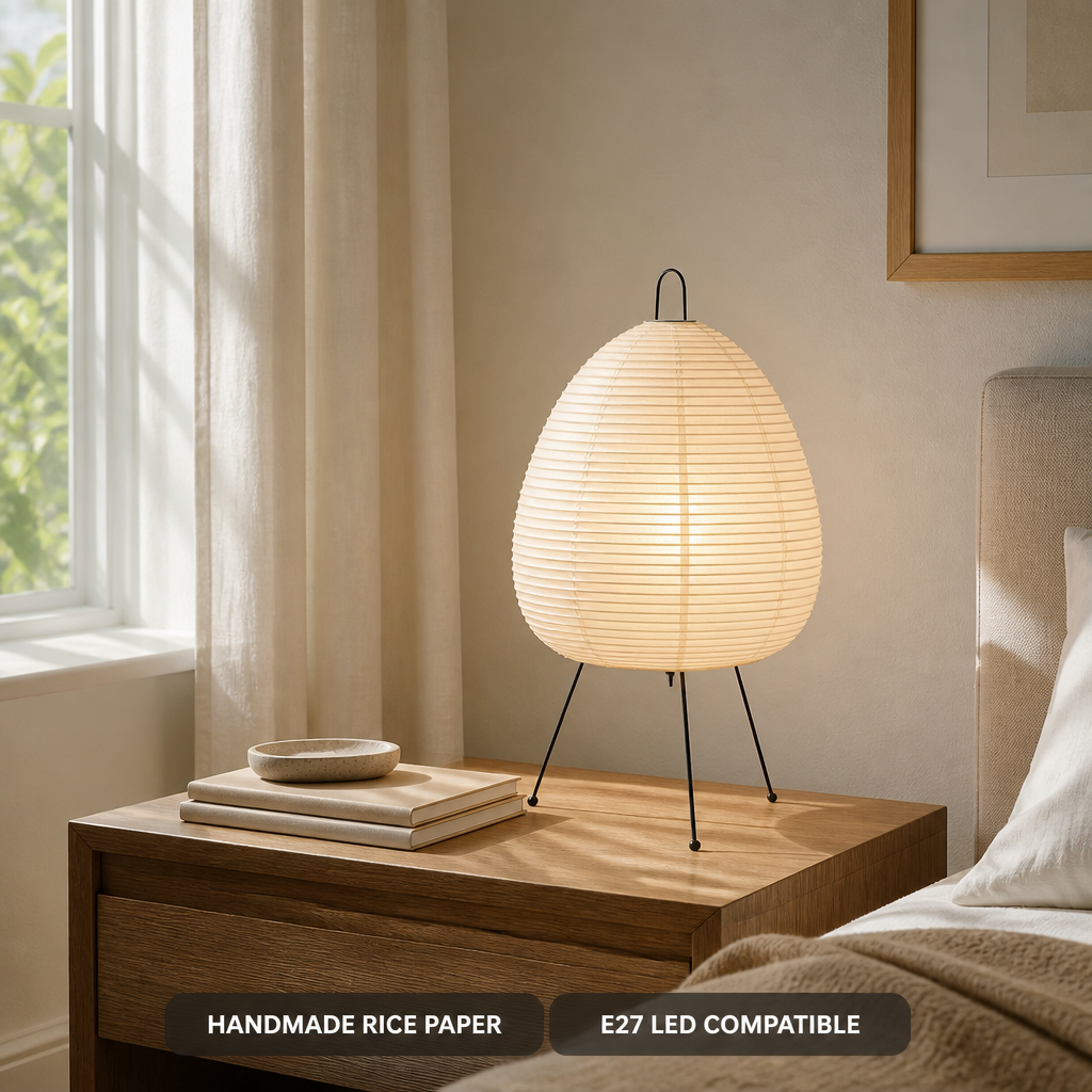 Japanese Rice Paper Tripod Table Lamp