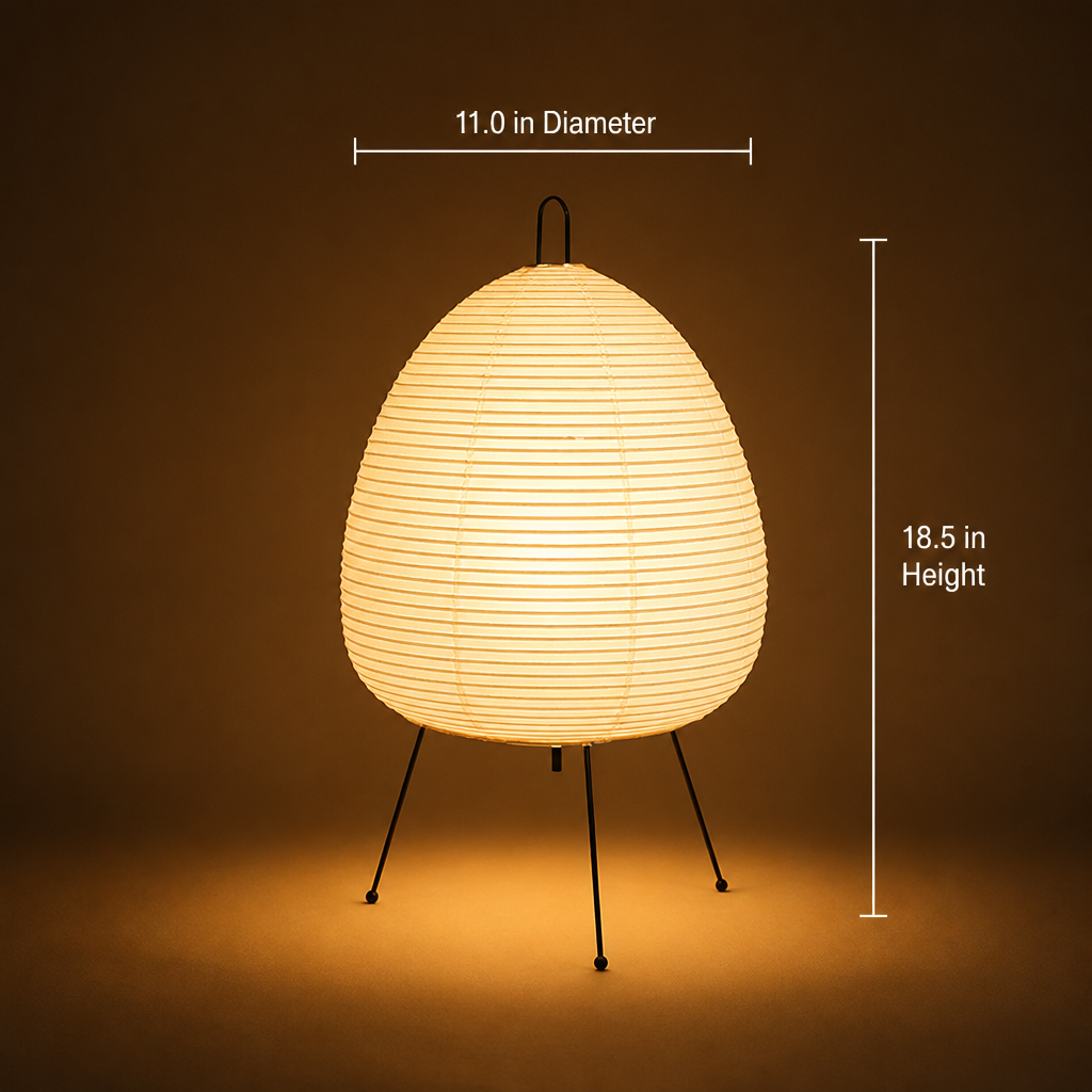 Japanese Rice Paper Tripod Table Lamp