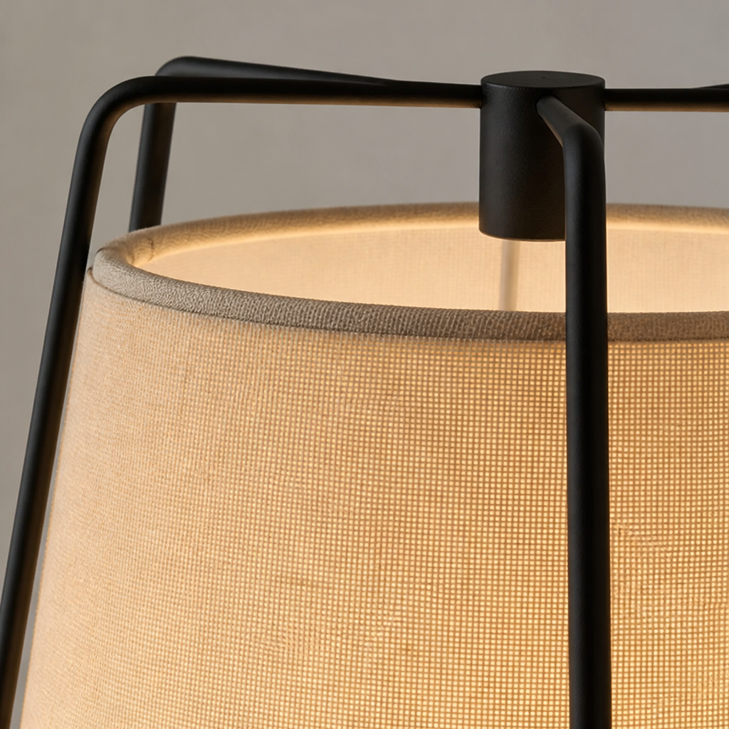 Japanese Wood & Fabric LED Floor Lamp