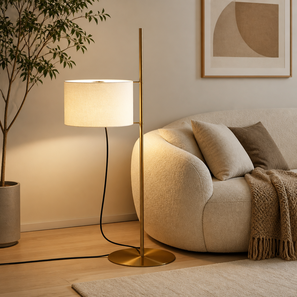 Japanese Wood LED Adjustable Height Floor Lamp
