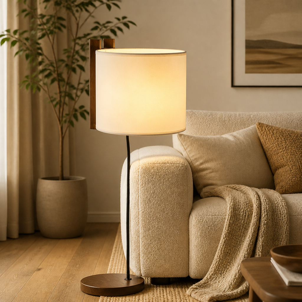Japanese Wood LED Adjustable Height Floor Lamp