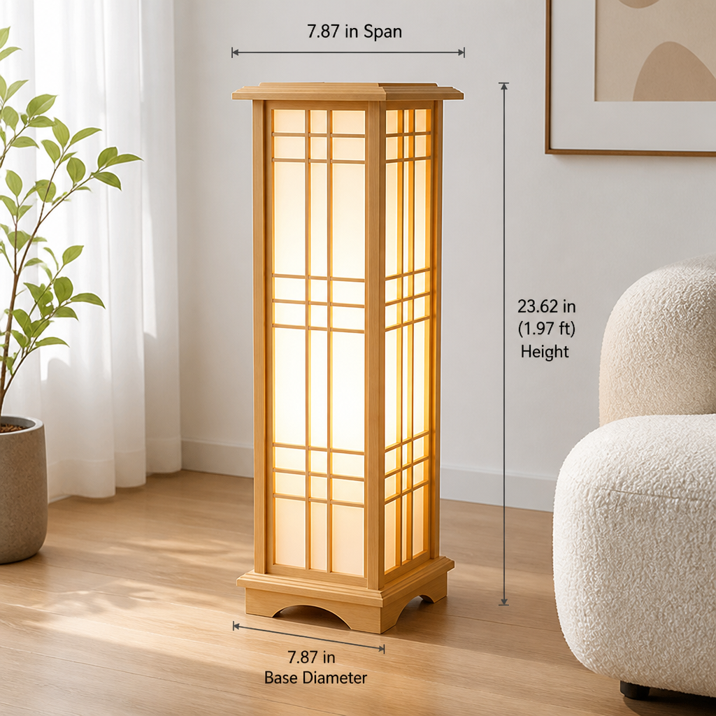 Japanese Wood LED Square Floor Lamp