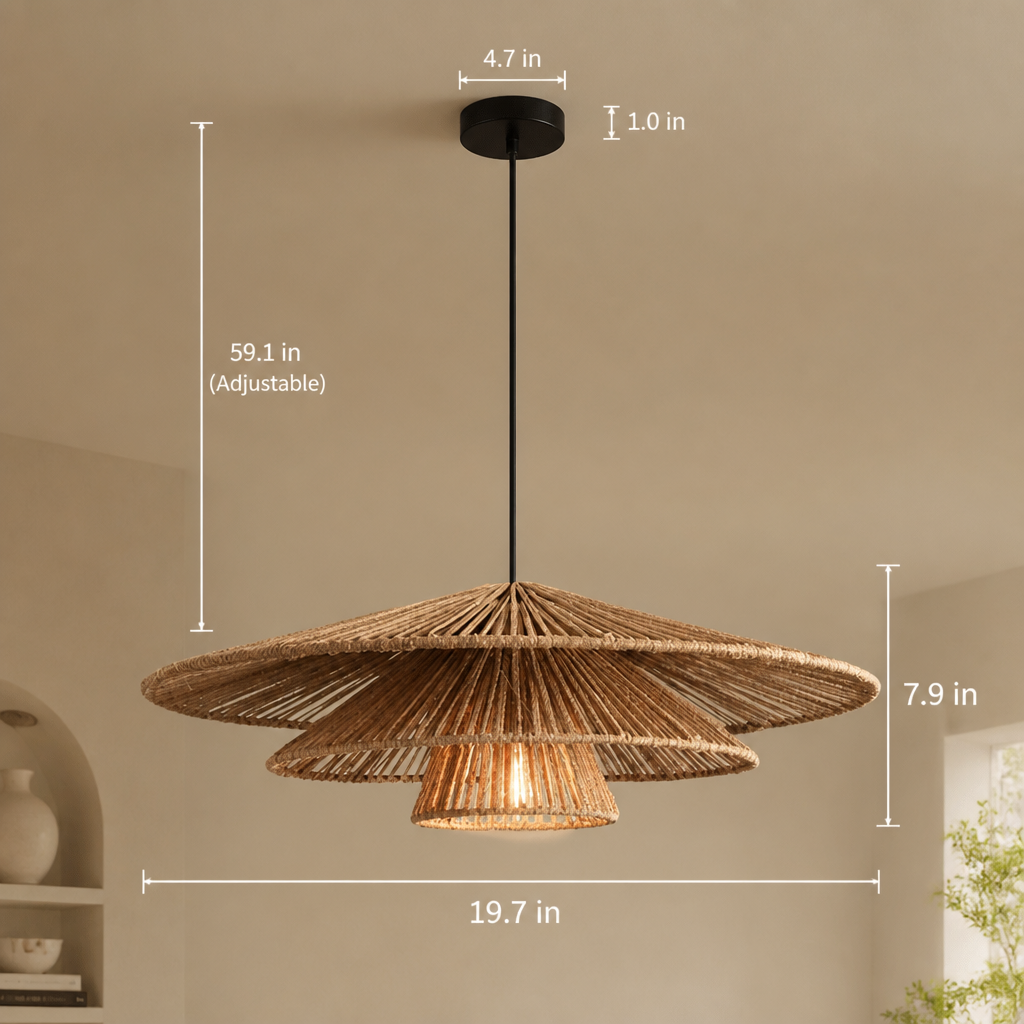 Japanese Woven Rattan Pendant Light