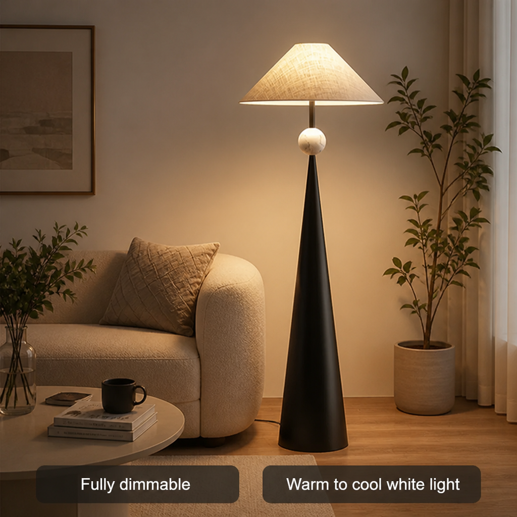 Japanese Wrought-Iron Fabric Shade Floor Lamp
