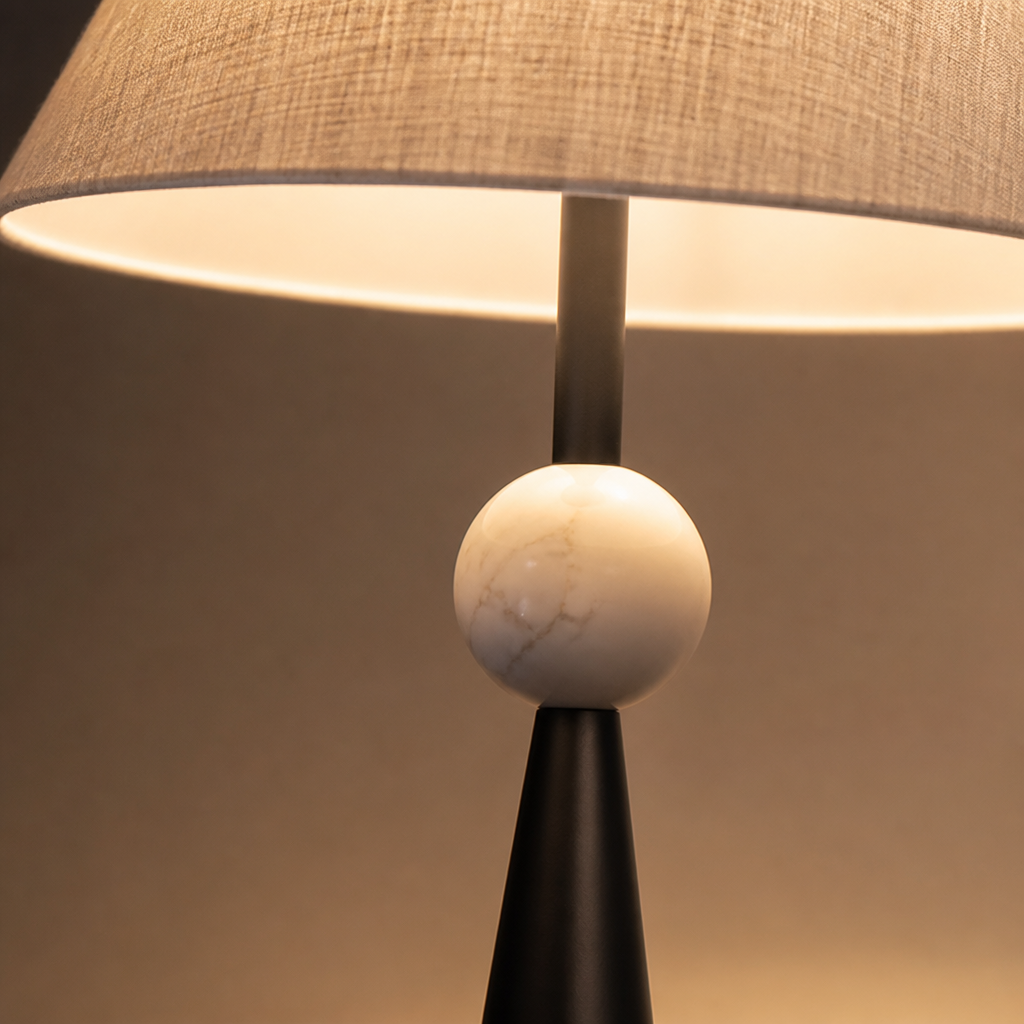 Japanese Wrought-Iron Fabric Shade Floor Lamp