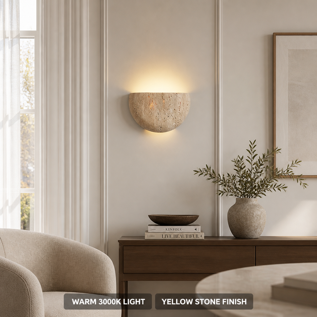 Japanese Yellow Stone Wall Sconce