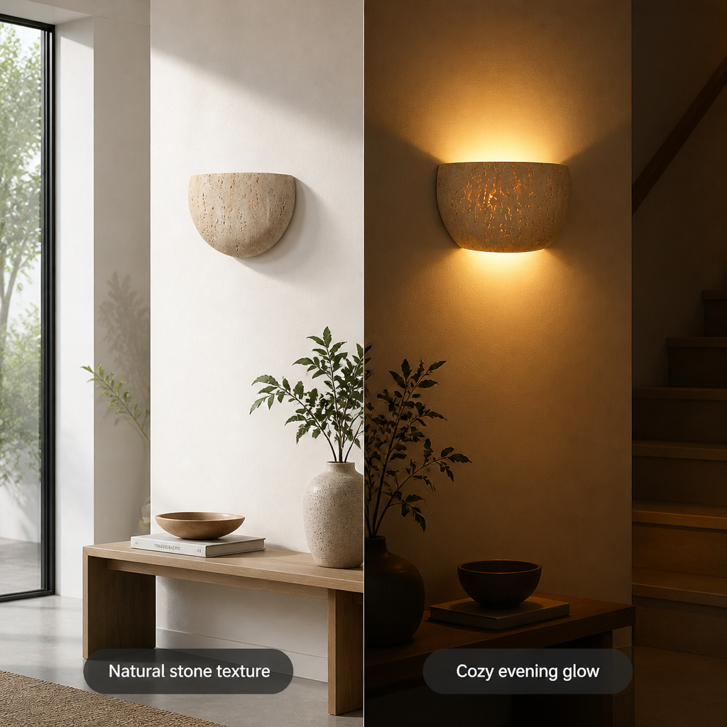 Japanese Yellow Stone Wall Sconce