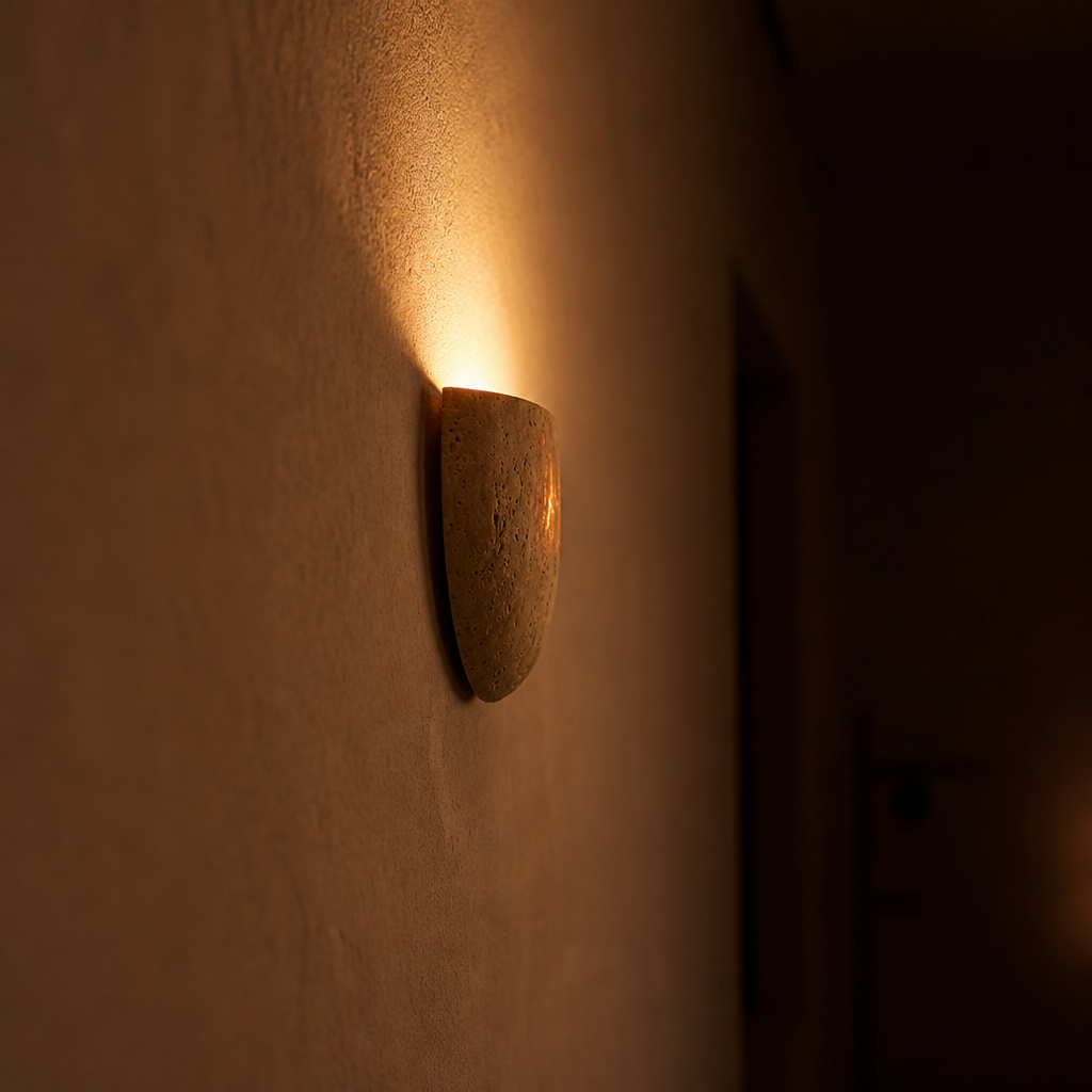 Japanese Yellow Stone Wall Sconce