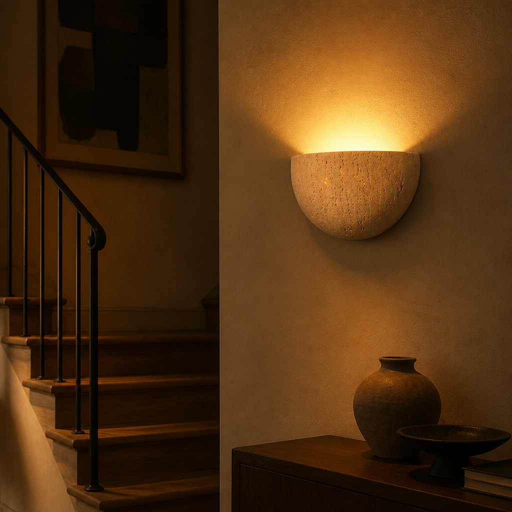 Japanese Yellow Stone Wall Sconce