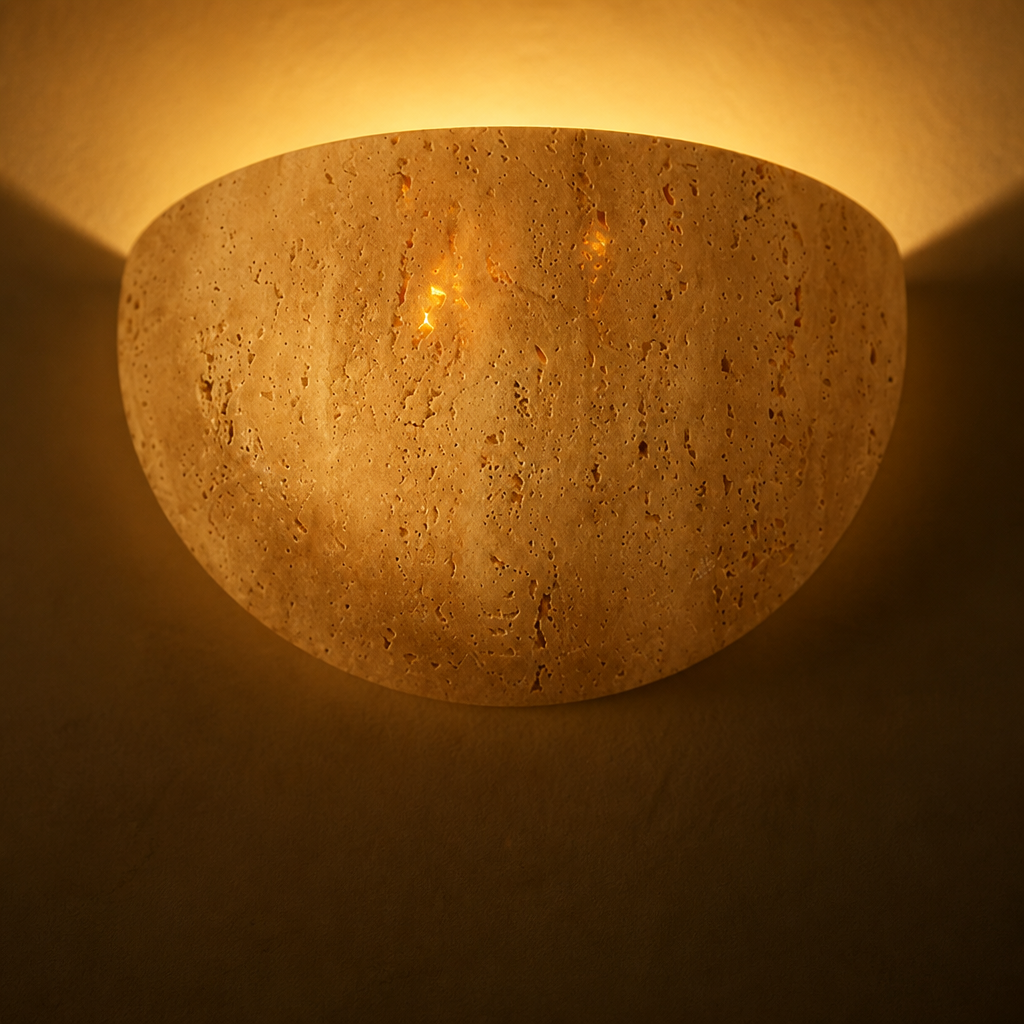 Japanese Yellow Stone Wall Sconce