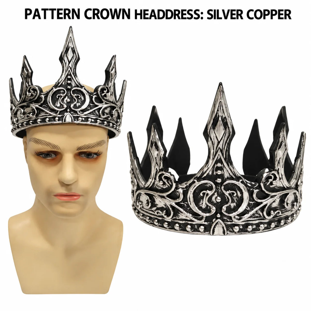 Kids Crown Embossed Metal & Rhinestones Adjustable 52 cm