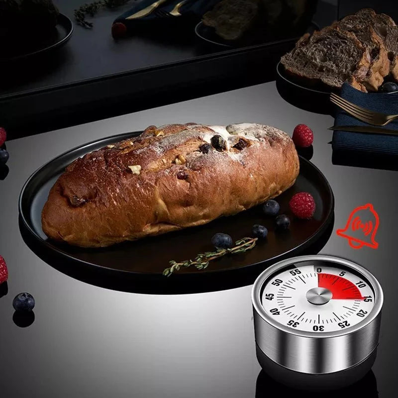Kitchen Timer Mechanical Stainless Steel & Magnetic Back