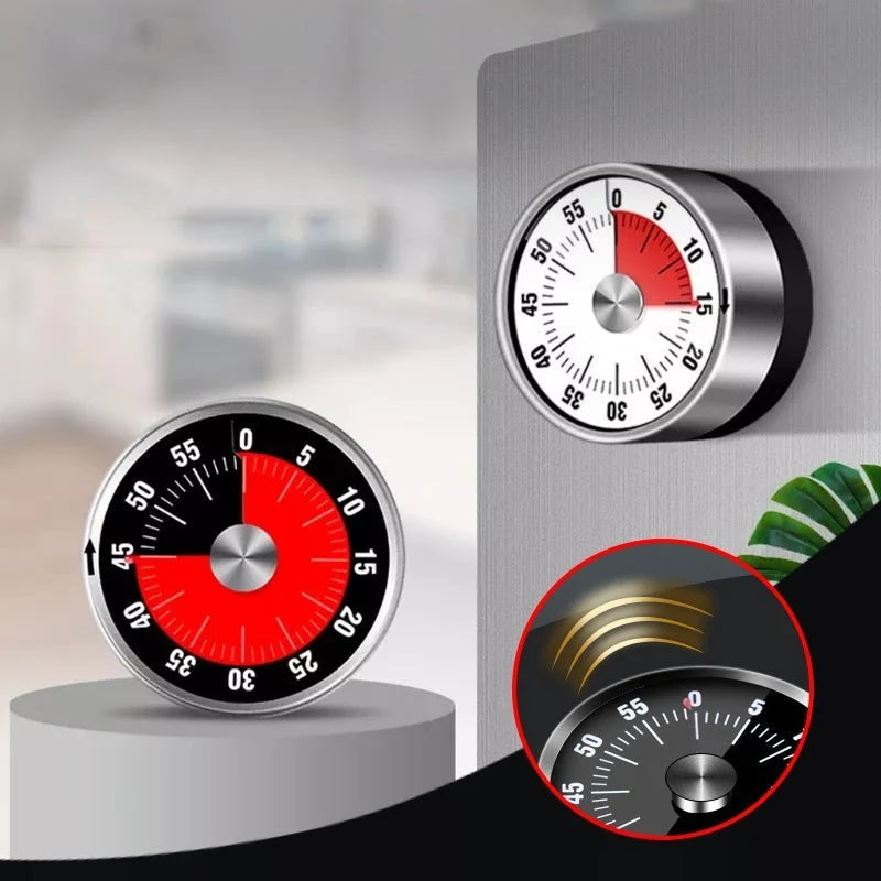 Kitchen Timer Mechanical Stainless Steel Magnetic Back