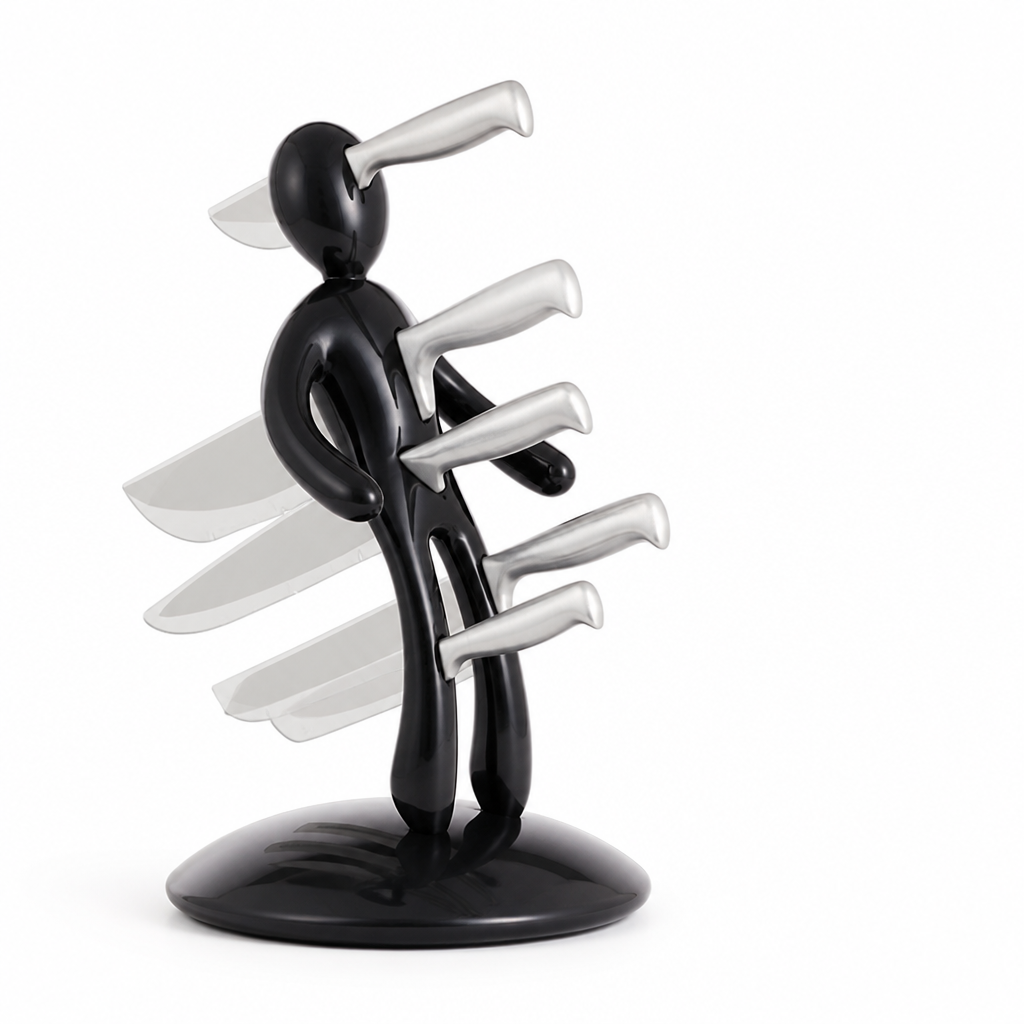 Knife Organizer Sculptural Humanoid Design Stainless Steel