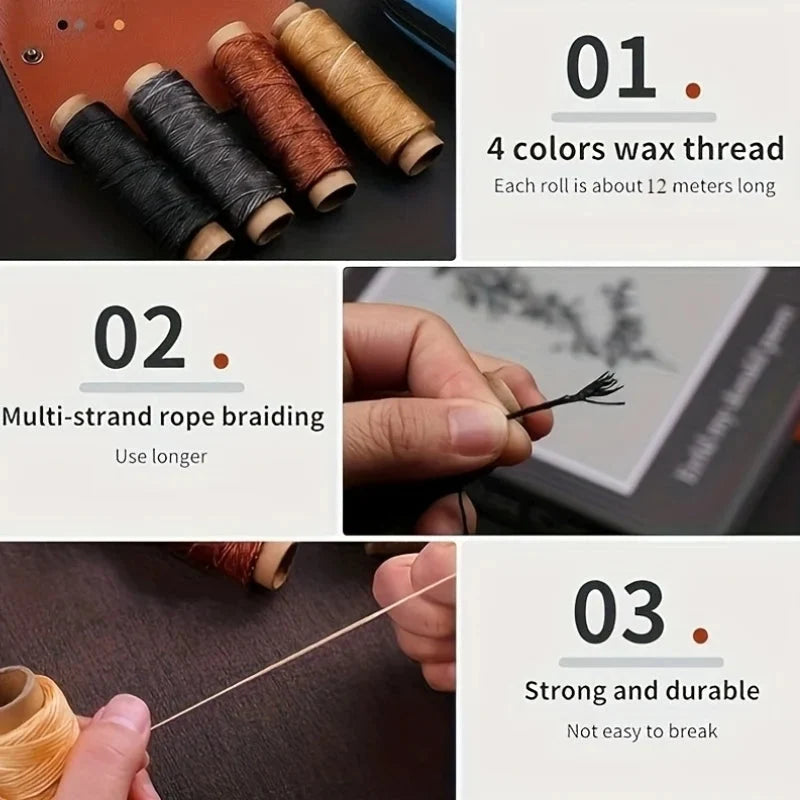 Leather Sewing Kit Waxed Tear-Resistant Thread & Durable Needles