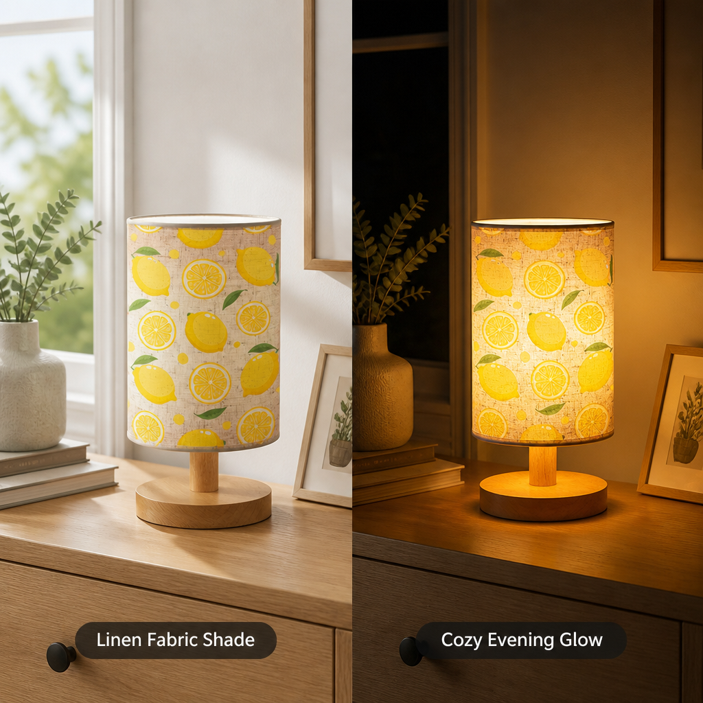 Lemon Print Fabric Table Lamp