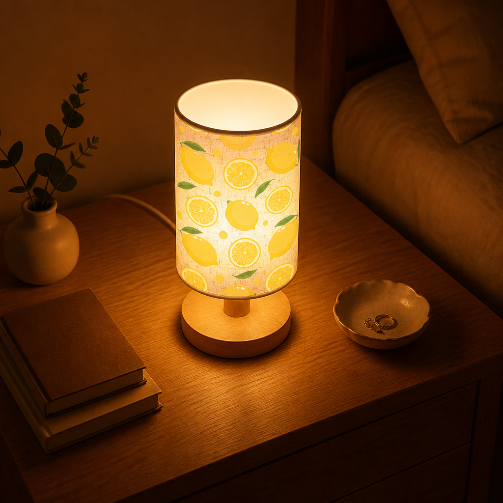 Lemon Print Fabric Table Lamp