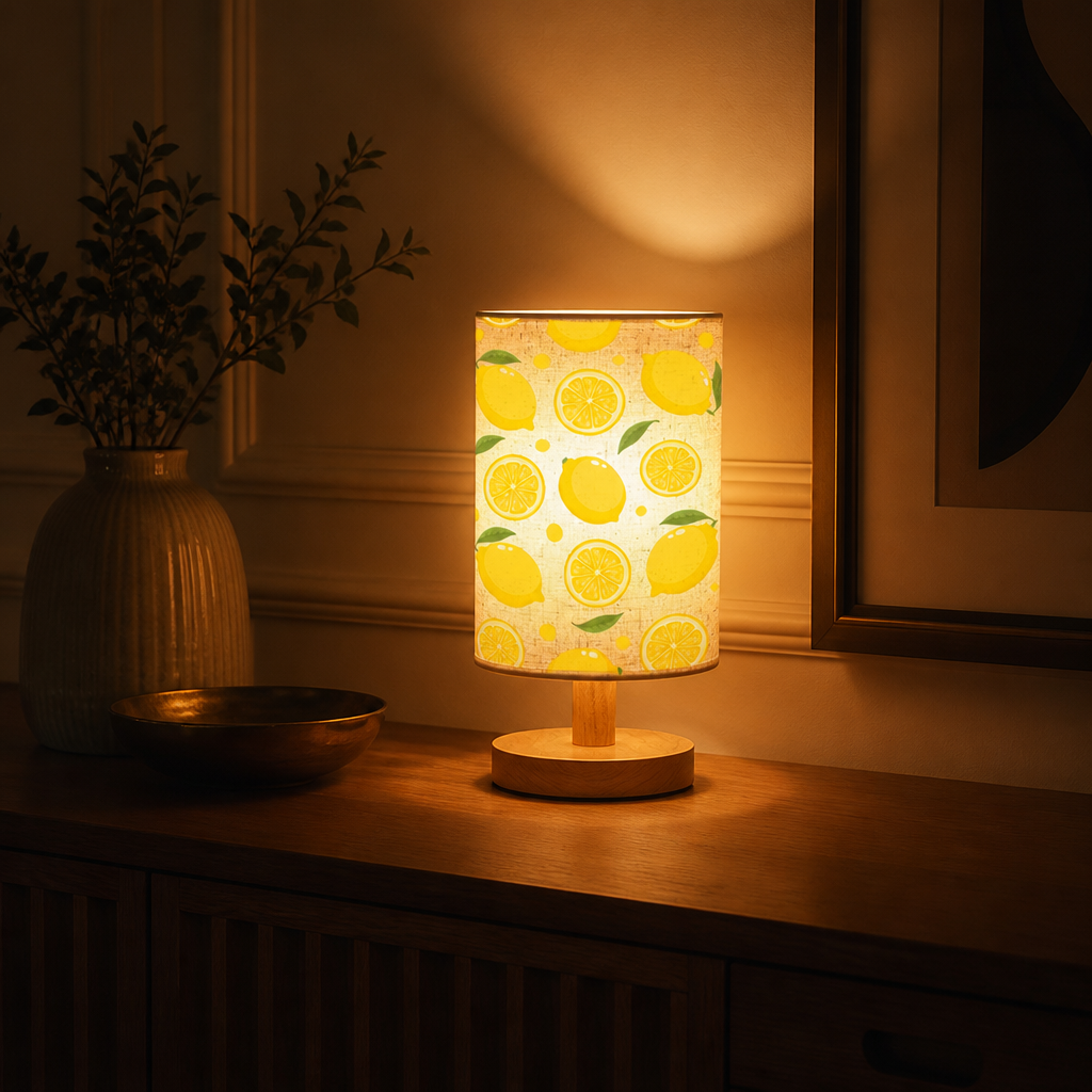 Lemon Print Fabric Table Lamp
