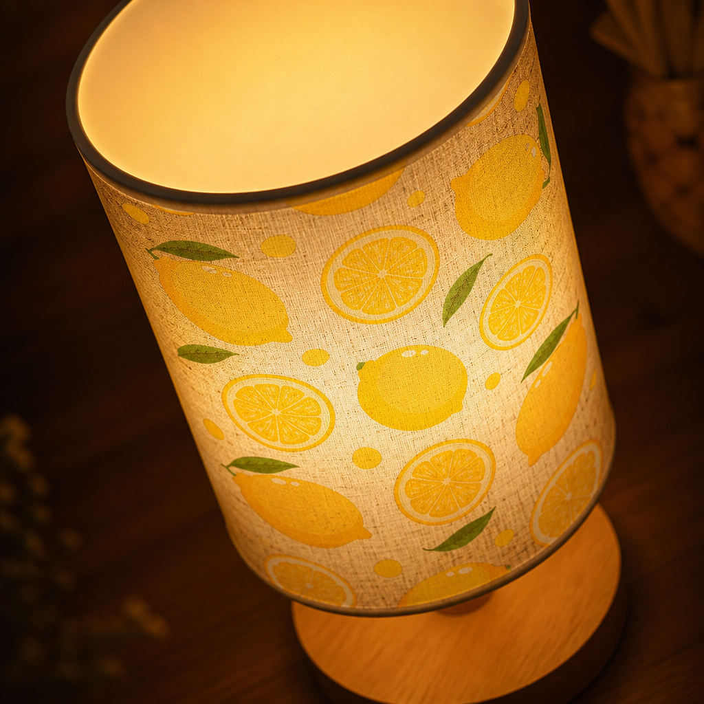 Lemon Print Fabric Table Lamp