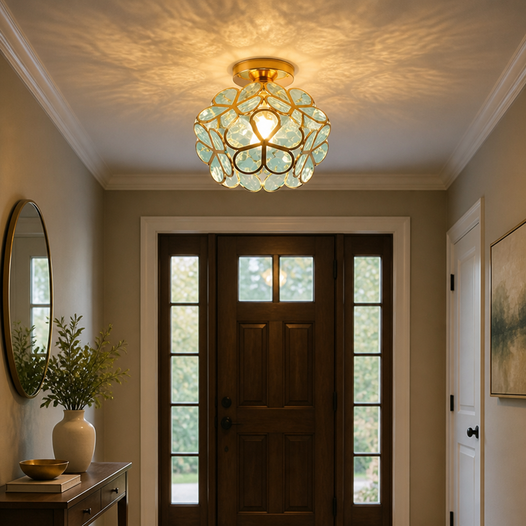 Light Blue Acrylic Water-Pattern Pendant Light