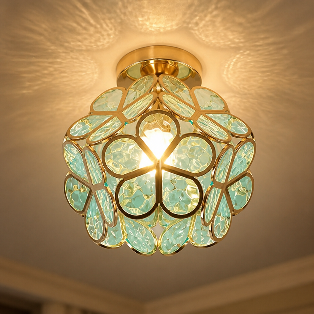 Light Blue Acrylic Water-Pattern Pendant Light