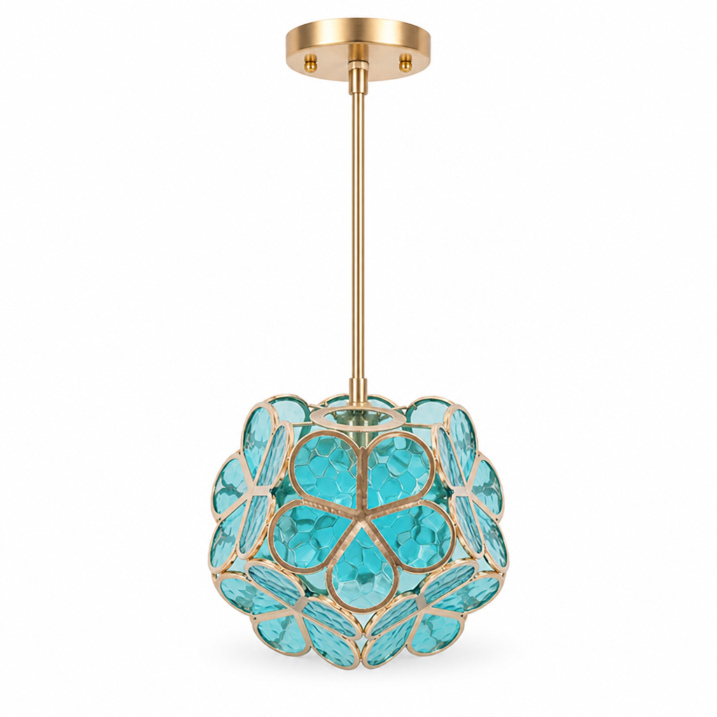 Light Blue Acrylic Water-Pattern Pendant Light