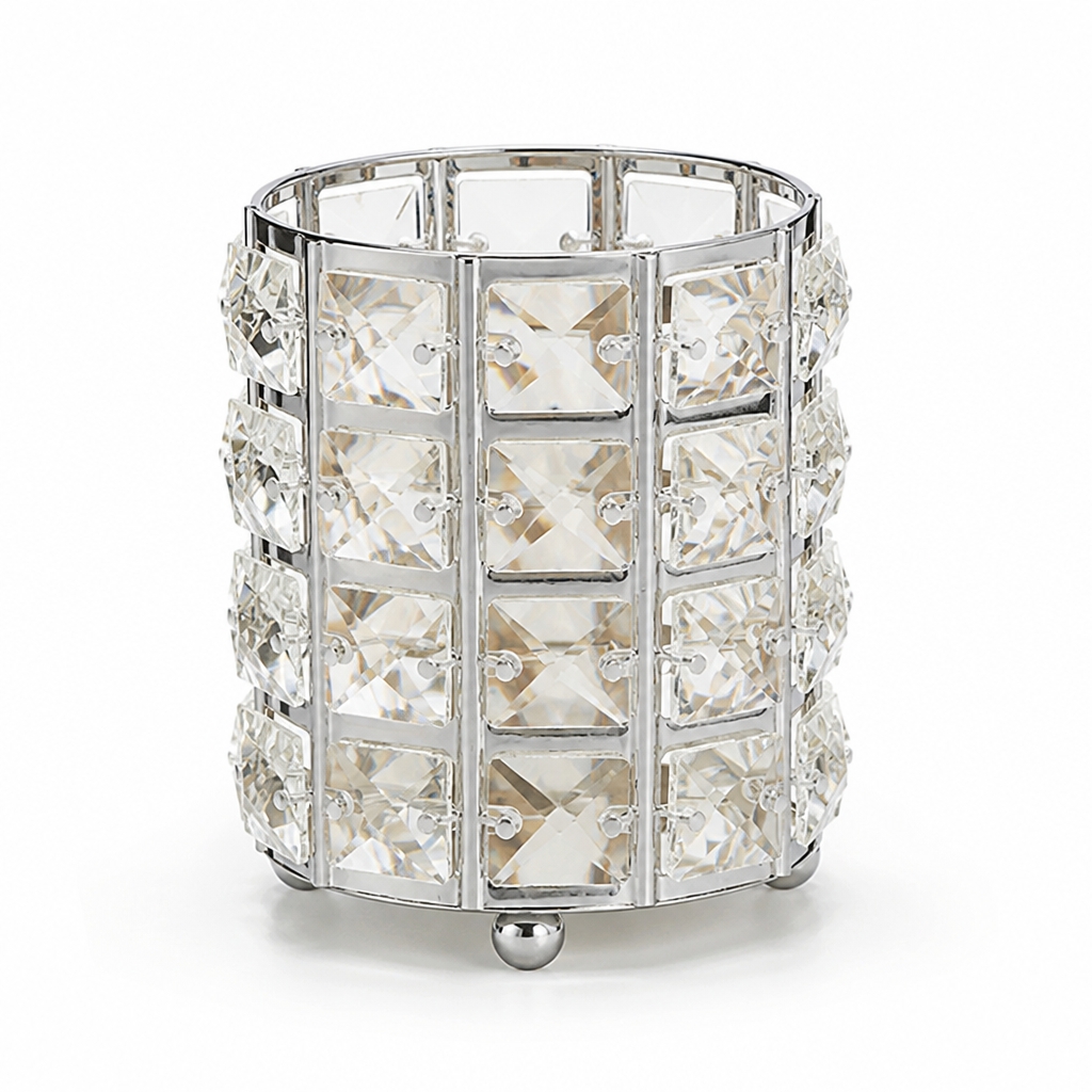 Makeup Brush Holder Crystal Bead Stainless Steel