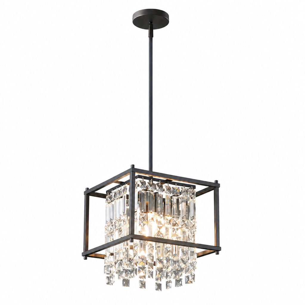 Metal & Crystal Square Pendant Light