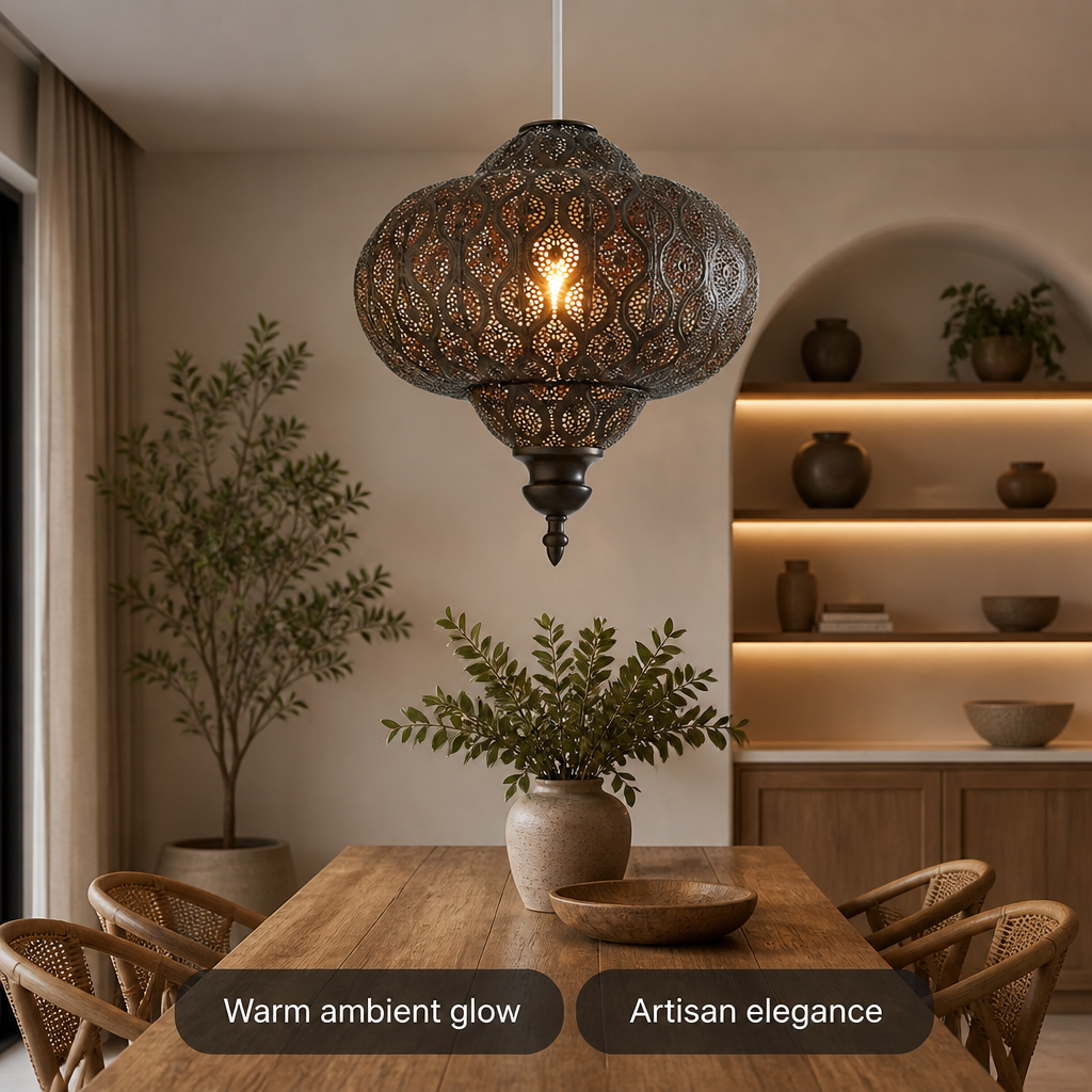 Metal Fretwork Pendant Light