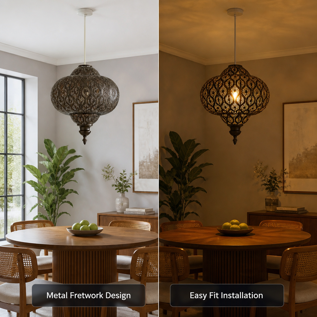 Metal Fretwork Pendant Light