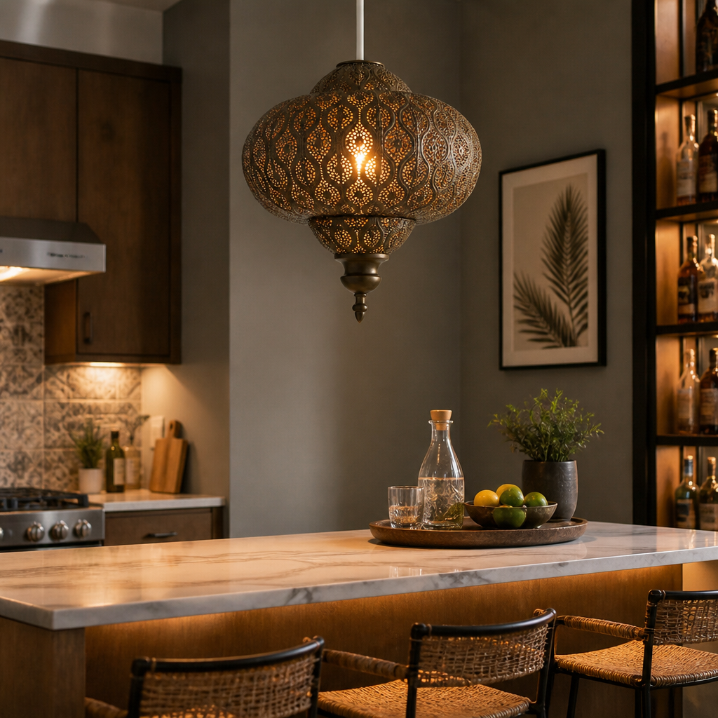 Metal Fretwork Pendant Light
