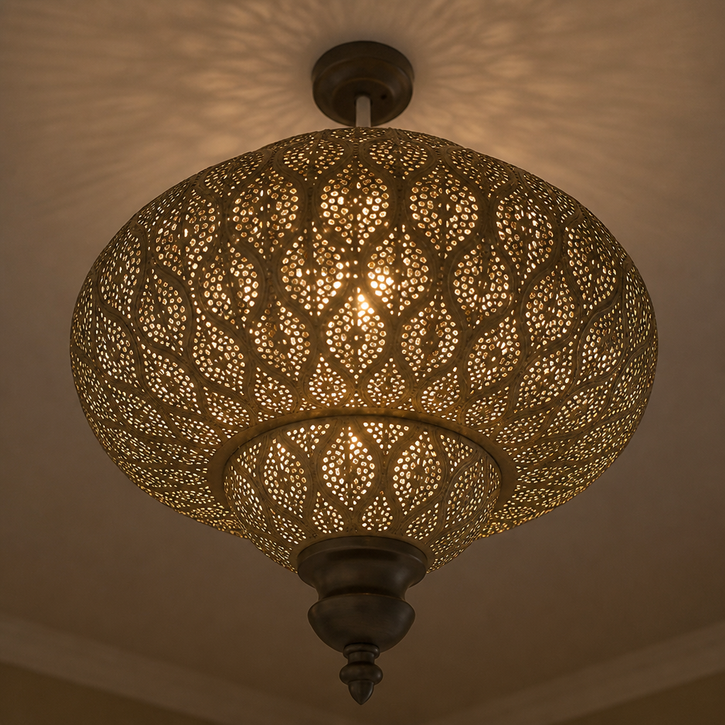 Metal Fretwork Pendant Light