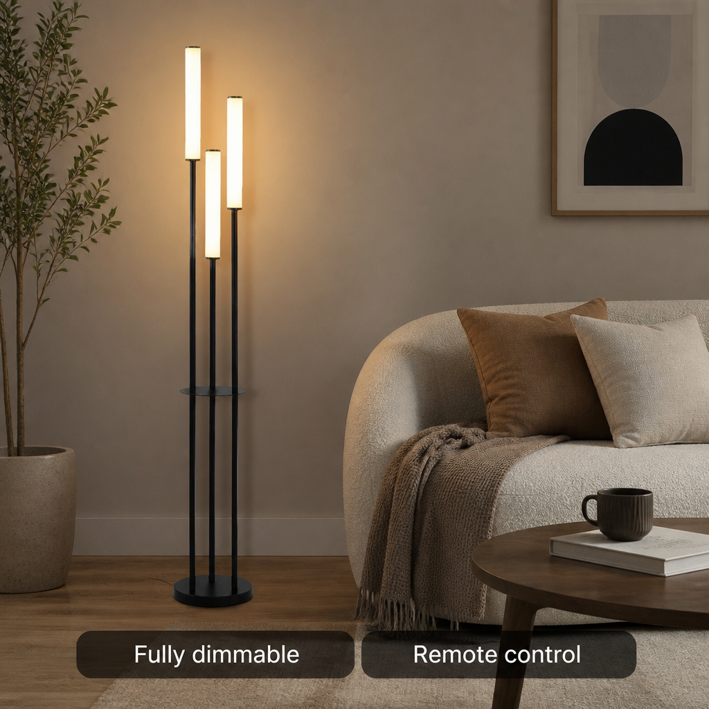 Minimalist Aluminum LED Three-Head Floor Lamp