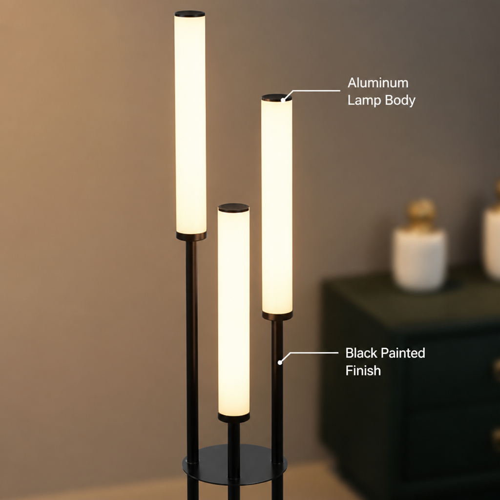 Minimalist Aluminum LED Three-Head Floor Lamp