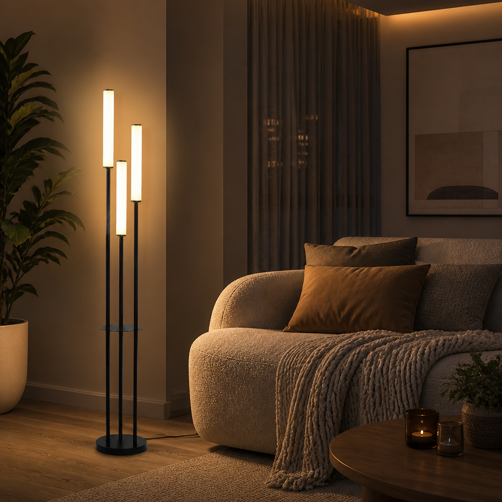 Minimalist Aluminum LED Three-Head Floor Lamp