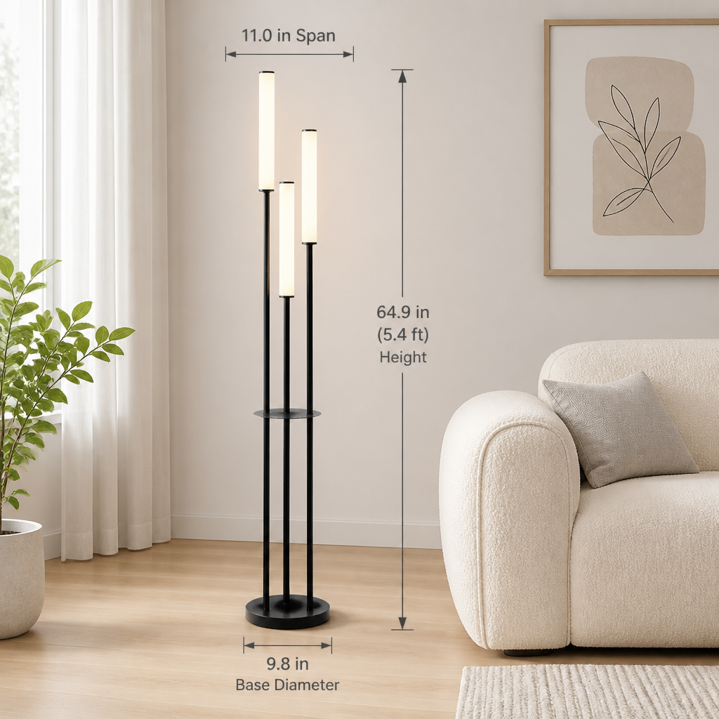Minimalist Aluminum LED Three-Head Floor Lamp