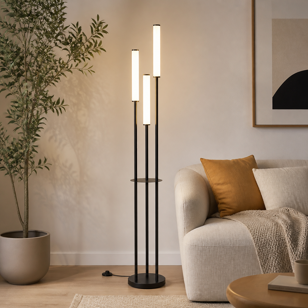 Minimalist Aluminum LED Three-Head Floor Lamp