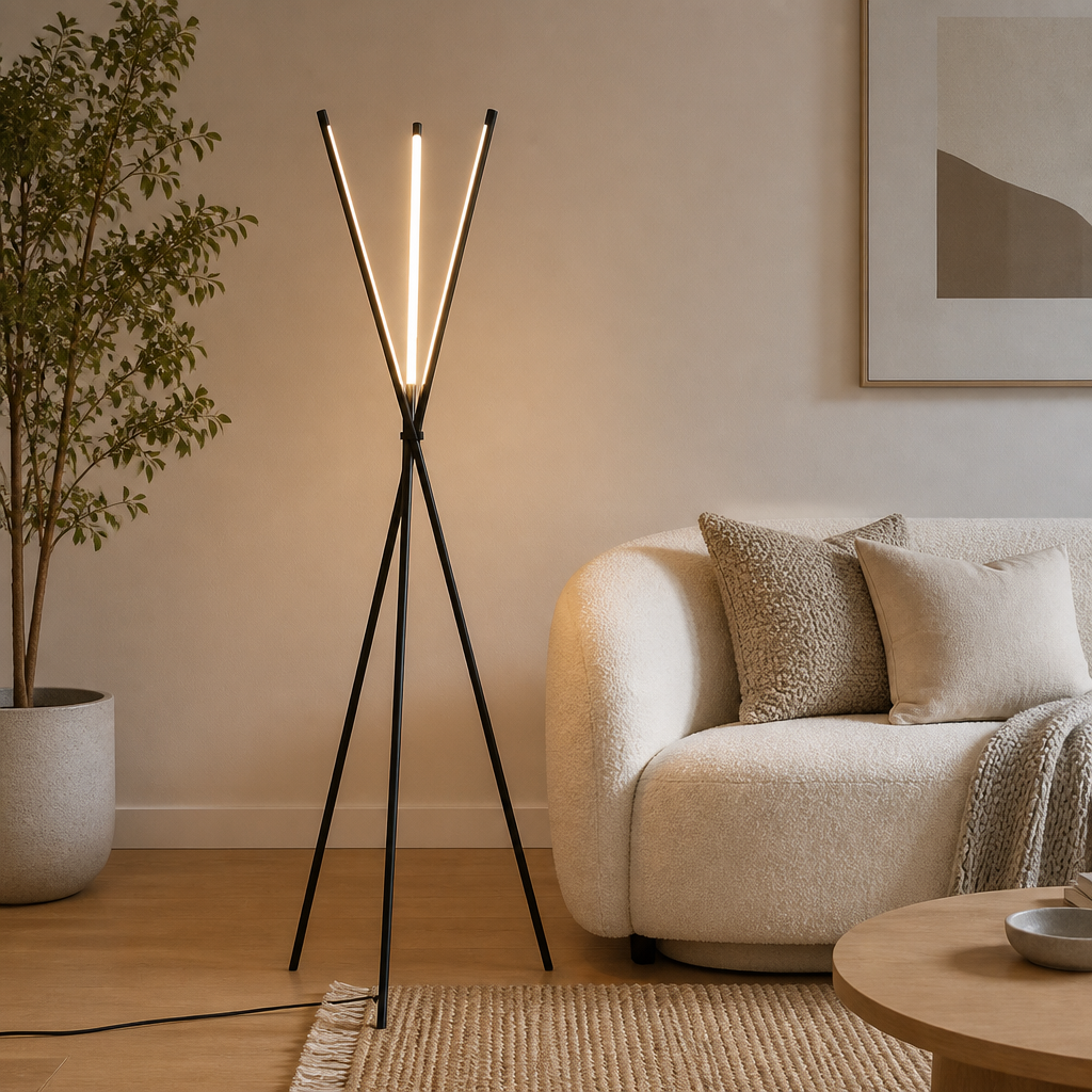 Minimalist Aluminum LED Triple-Bar Floor Lamp