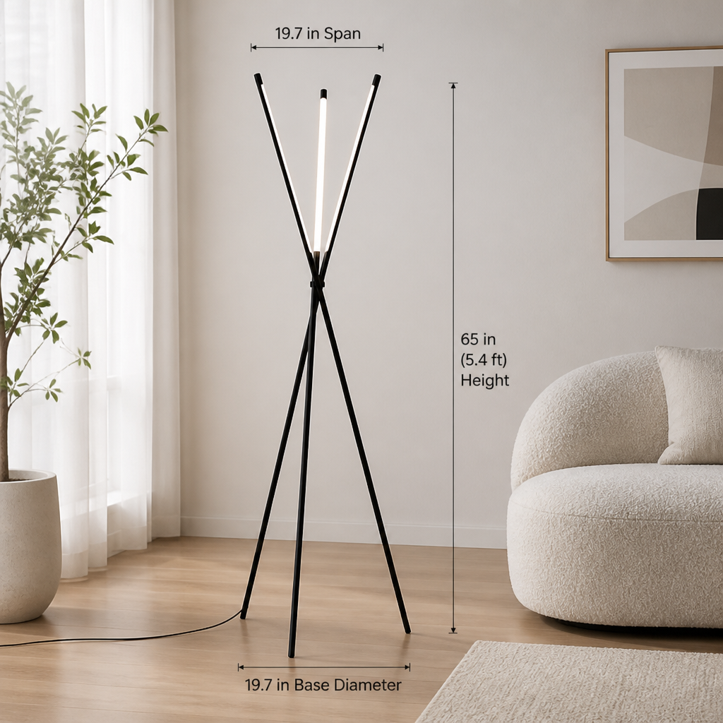 Minimalist Aluminum LED Triple-Bar Floor Lamp