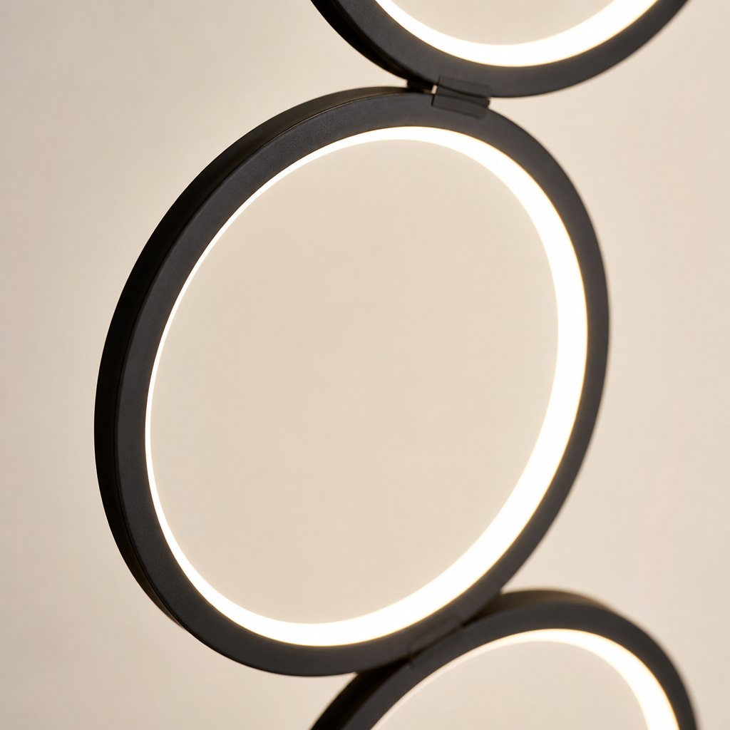 Minimalist Black Acrylic LED Multi-Ring Floor Lamp