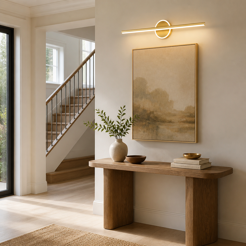 Minimalist Black & Gold LED Shadow-Free Wall Sconce