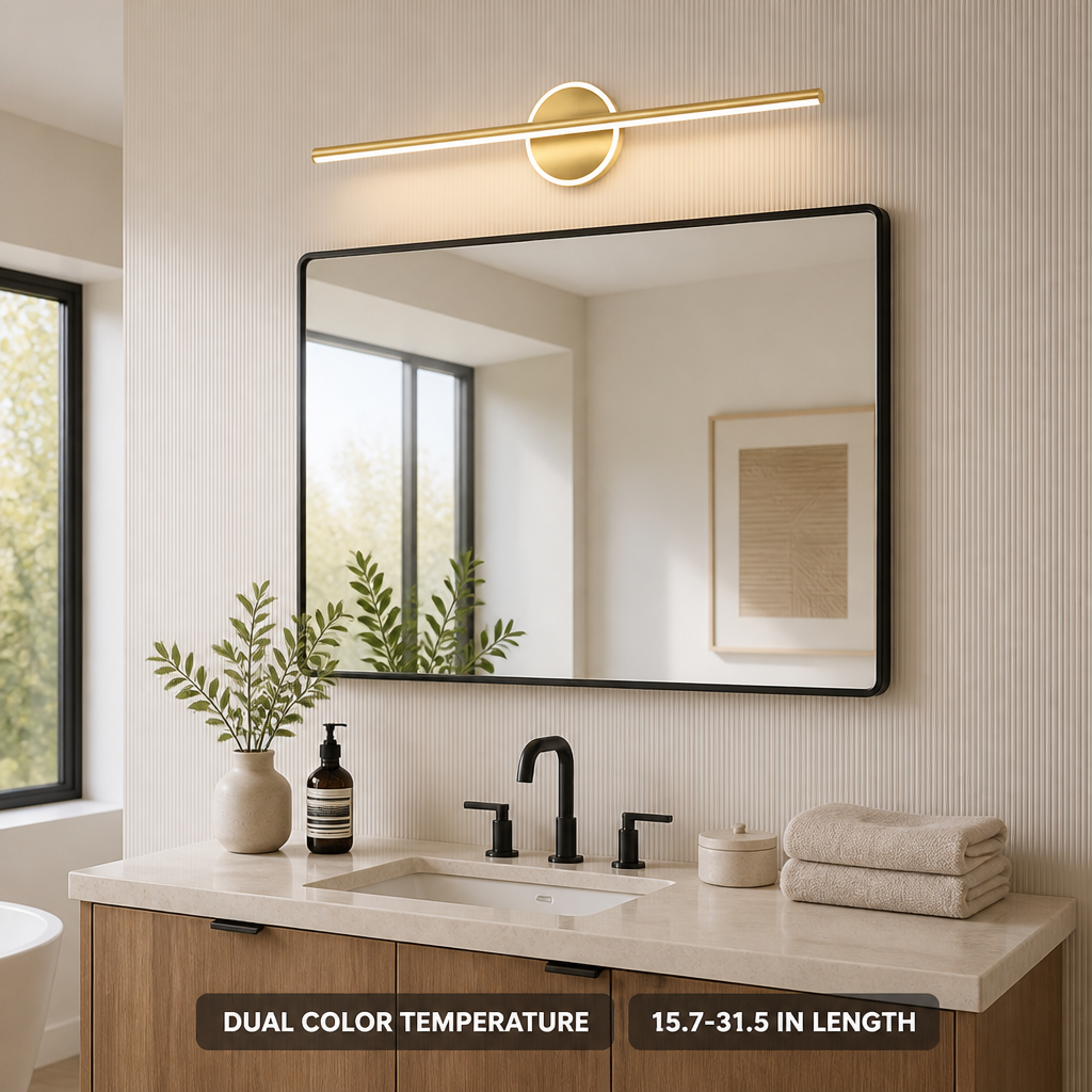 Minimalist Black & Gold LED Shadow-Free Wall Sconce