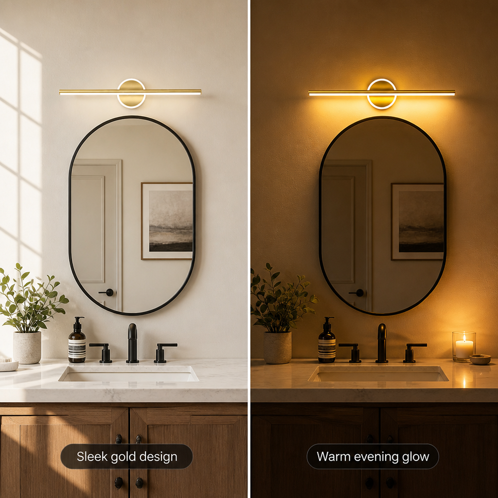Minimalist Black & Gold LED Shadow-Free Wall Sconce