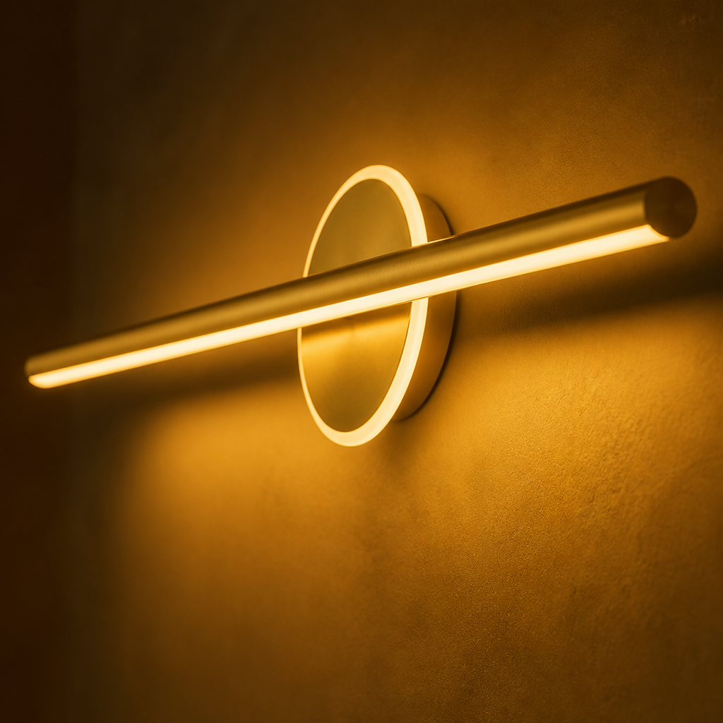 Minimalist Black & Gold LED Shadow-Free Wall Sconce